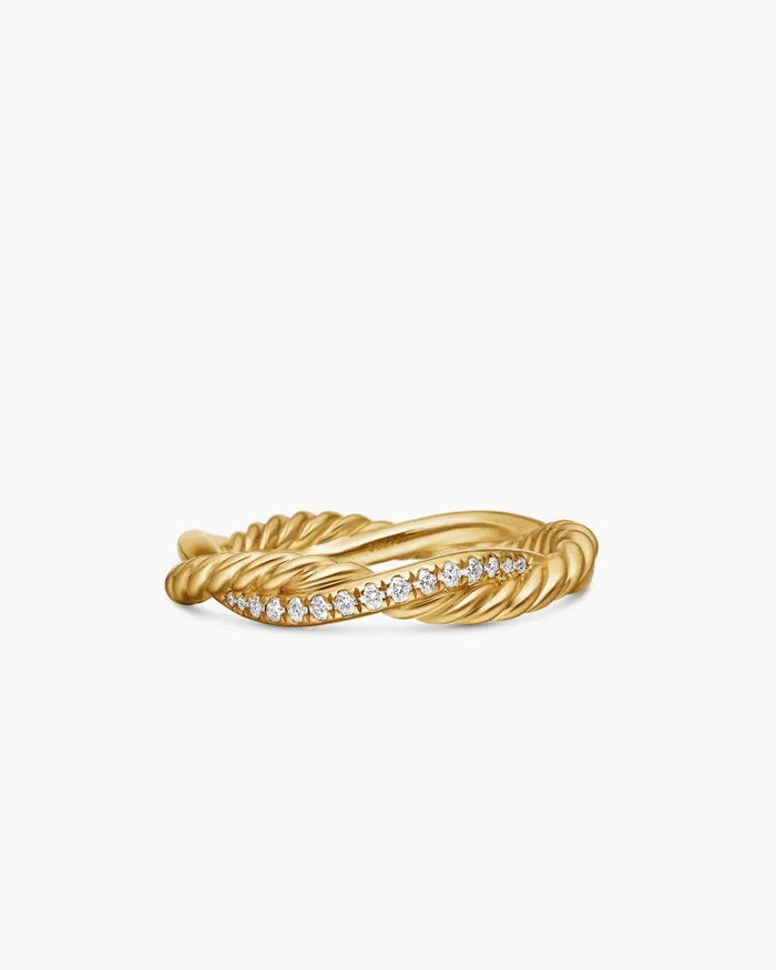 Petite Infinity Band Ring In 18K Yellow Gold With Diamonds 4mm Women David Yurman Band Petite Infinity Band Ring In 18K Yellow Gold With Diamonds 4mm Women David Yurman Band