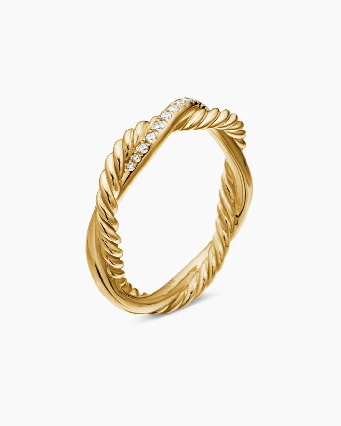 Petite Infinity Band Ring In 18K Yellow Gold With Diamonds 4mm Women David Yurman Band Petite Infinity Band Ring In 18K Yellow Gold With Diamonds 4mm Women David Yurman Band