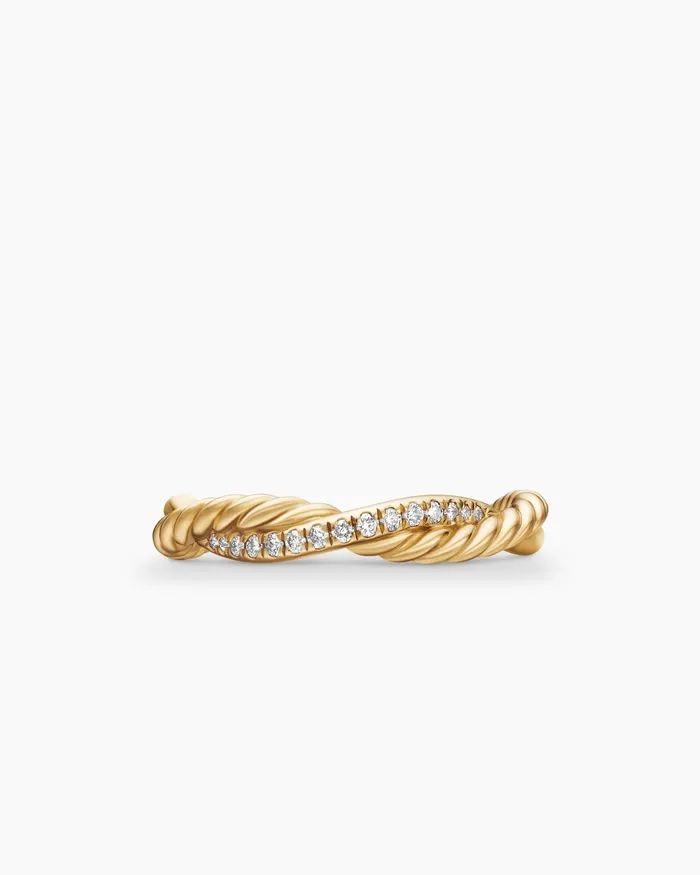 Petite Infinity Band Ring In 18K Yellow Gold With Diamonds 4mm Women David Yurman Band Petite Infinity Band Ring In 18K Yellow Gold With Diamonds 4mm Women David Yurman Band