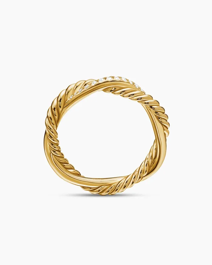 Petite Infinity Band Ring In 18K Yellow Gold With Diamonds 4mm Women David Yurman Band Petite Infinity Band Ring In 18K Yellow Gold With Diamonds 4mm Women David Yurman Band