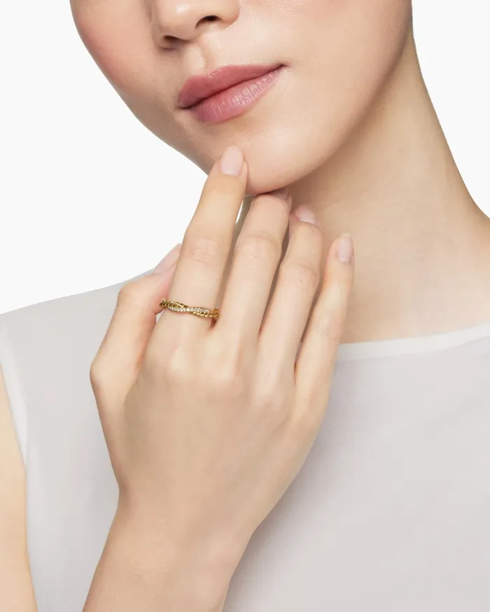Petite Infinity Band Ring In 18K Yellow Gold With Diamonds 4mm Women David Yurman Band Petite Infinity Band Ring In 18K Yellow Gold With Diamonds 4mm Women David Yurman Band