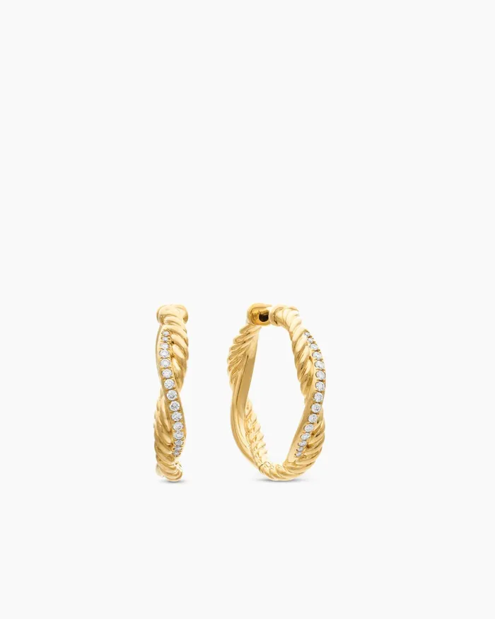 Petite Infinity Hoop Earrings In 18K Yellow Gold With Diamonds 173mm Women David Yurman Hoop Petite Infinity Hoop Earrings In 18K Yellow Gold With Diamonds 173mm Women David Yurman Hoop