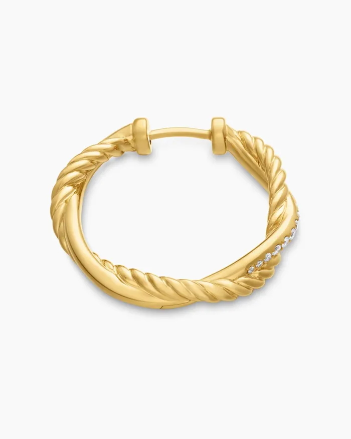 Petite Infinity Hoop Earrings In 18K Yellow Gold With Diamonds 173mm Women David Yurman Hoop Petite Infinity Hoop Earrings In 18K Yellow Gold With Diamonds 173mm Women David Yurman Hoop