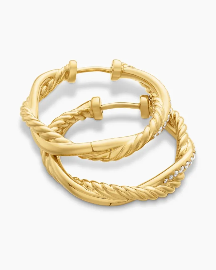 Petite Infinity Hoop Earrings In 18K Yellow Gold With Diamonds 173mm Women David Yurman Hoop Petite Infinity Hoop Earrings In 18K Yellow Gold With Diamonds 173mm Women David Yurman Hoop