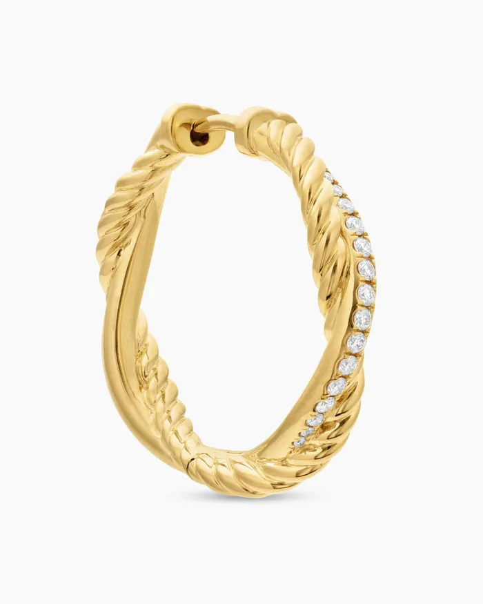 Petite Infinity Hoop Earrings In 18K Yellow Gold With Diamonds 173mm Women David Yurman Hoop Petite Infinity Hoop Earrings In 18K Yellow Gold With Diamonds 173mm Women David Yurman Hoop