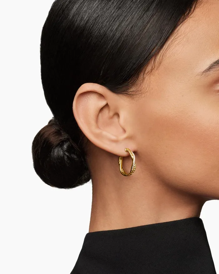 Petite Infinity Hoop Earrings In 18K Yellow Gold With Diamonds 173mm Women David Yurman Hoop Petite Infinity Hoop Earrings In 18K Yellow Gold With Diamonds 173mm Women David Yurman Hoop