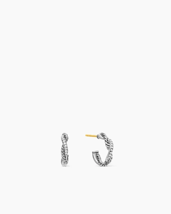 Petite Infinity Huggie Hoop Earrings In Sterling Silver With Diamonds 3mm Women David Yurman Hoop Petite Infinity Huggie Hoop Earrings In Sterling Silver With Diamonds 3mm Women David Yurman Hoop