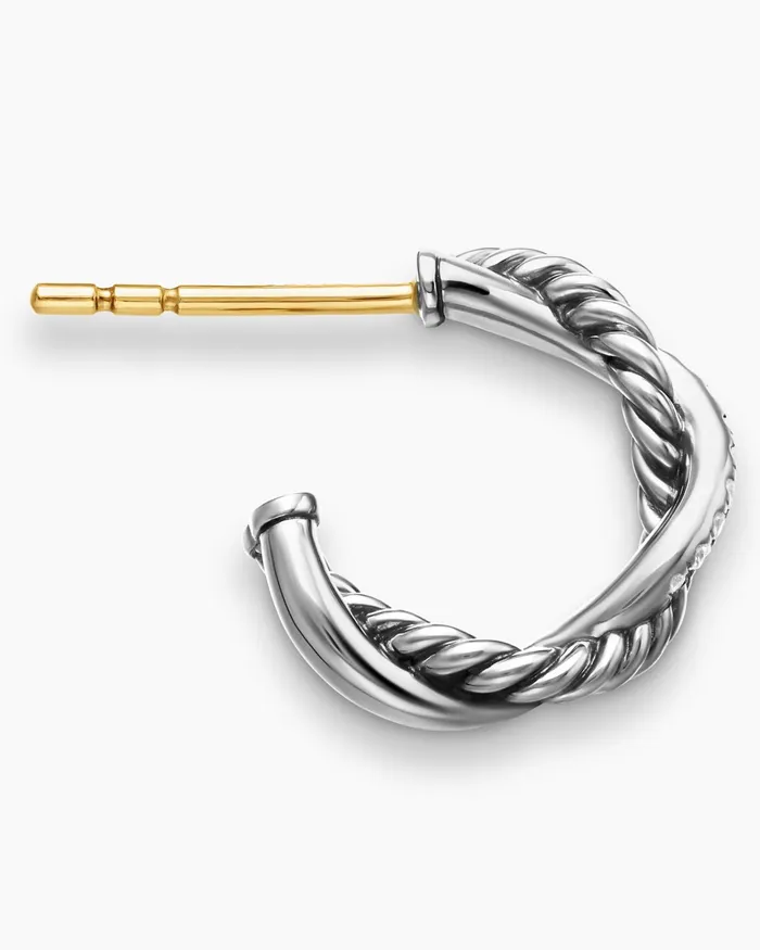 Petite Infinity Huggie Hoop Earrings In Sterling Silver With Diamonds 3mm Women David Yurman Hoop Petite Infinity Huggie Hoop Earrings In Sterling Silver With Diamonds 3mm Women David Yurman Hoop