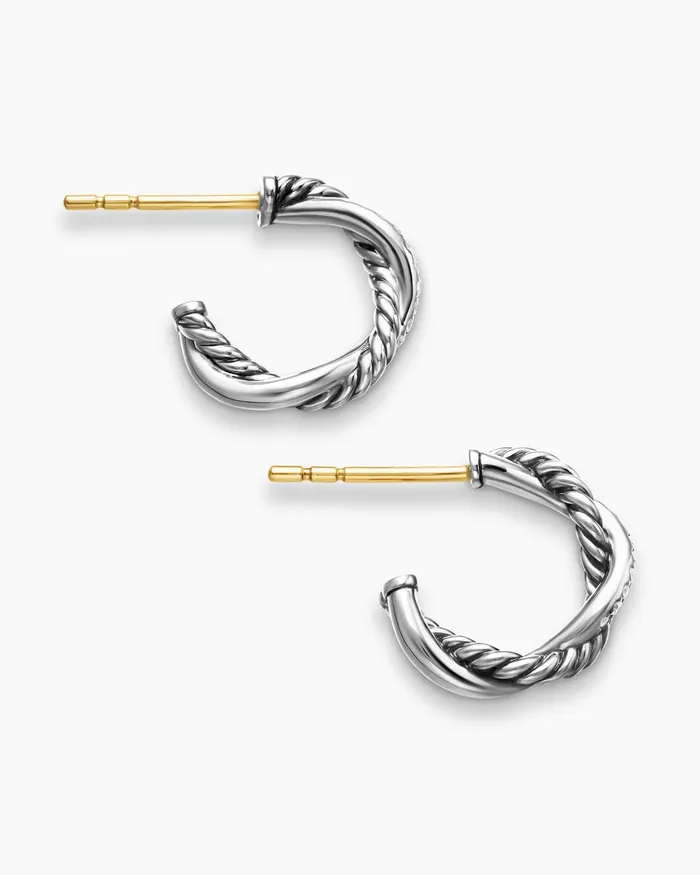 Petite Infinity Huggie Hoop Earrings In Sterling Silver With Diamonds 3mm Women David Yurman Hoop Petite Infinity Huggie Hoop Earrings In Sterling Silver With Diamonds 3mm Women David Yurman Hoop