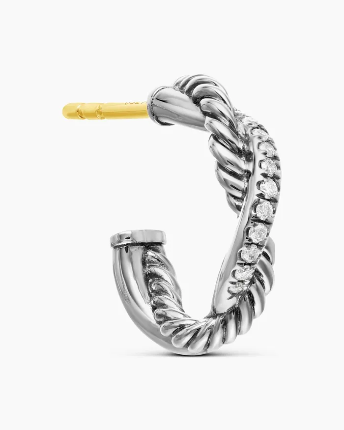 Petite Infinity Huggie Hoop Earrings In Sterling Silver With Diamonds 3mm Women David Yurman Hoop Petite Infinity Huggie Hoop Earrings In Sterling Silver With Diamonds 3mm Women David Yurman Hoop