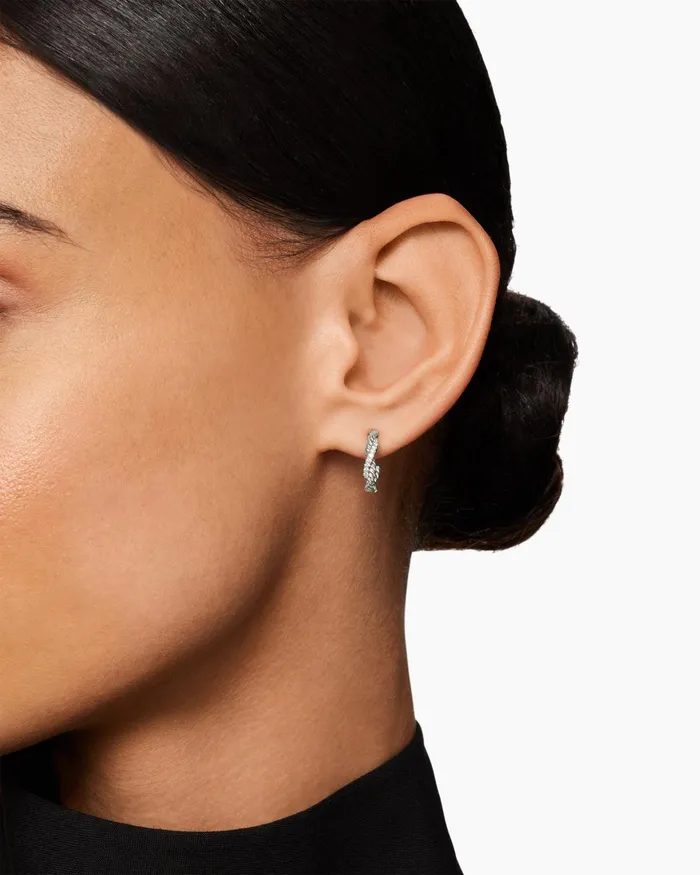 Petite Infinity Huggie Hoop Earrings In Sterling Silver With Diamonds 3mm Women David Yurman Hoop Petite Infinity Huggie Hoop Earrings In Sterling Silver With Diamonds 3mm Women David Yurman Hoop