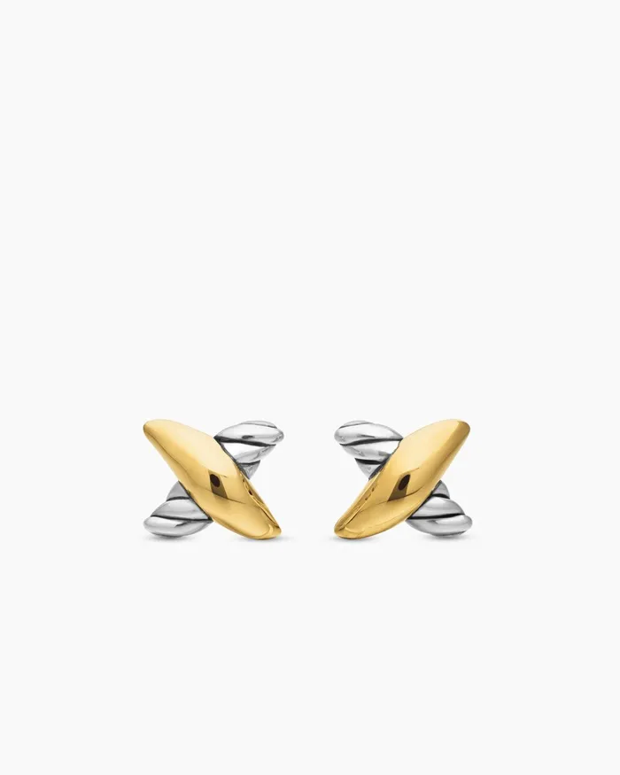 Petite X Stud Earrings In Sterling Silver With 18K Yellow Gold 75mm Women David Yurman Stud Petite X Stud Earrings In Sterling Silver With 18K Yellow Gold 75mm Women David Yurman Stud