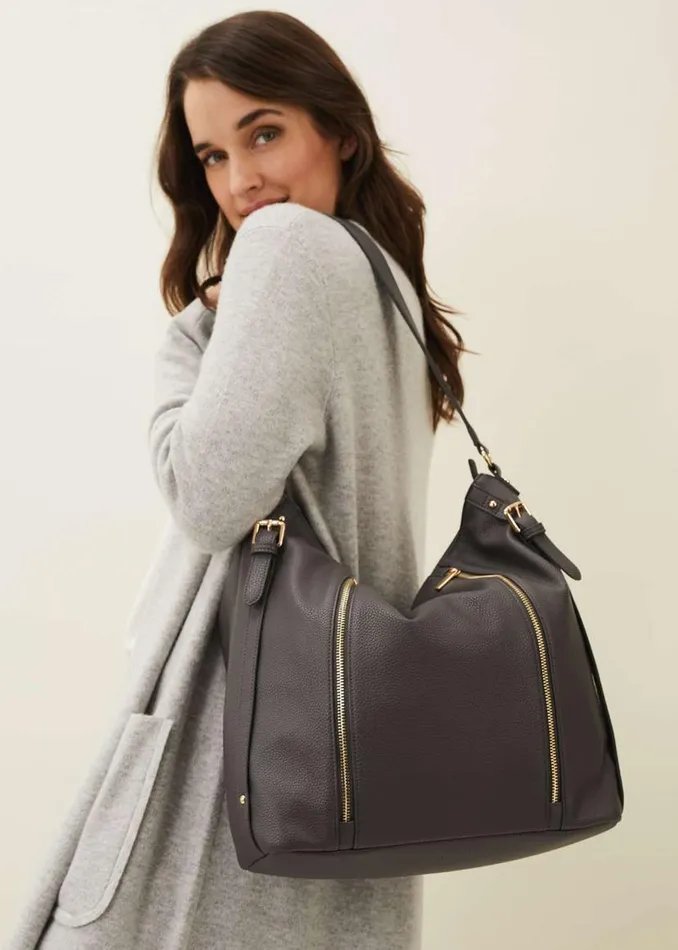 Phase Eight Bags and Clutches Janessa Slouch Bag Charcoal 8211 Women