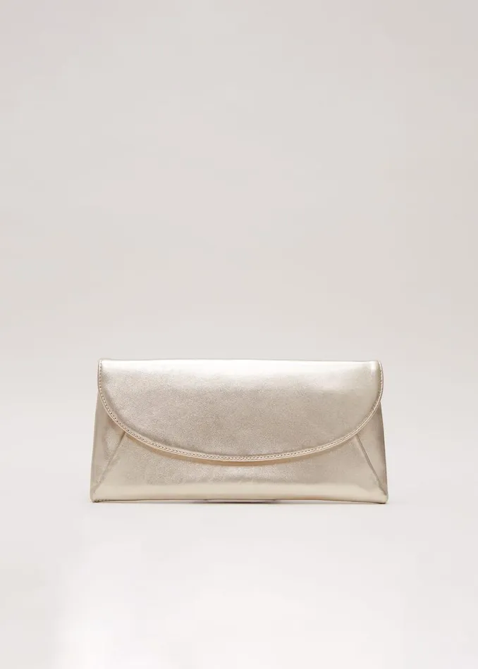 Phase Eight Bags and Clutches Leather Clutch Bag Gold 8211 Women