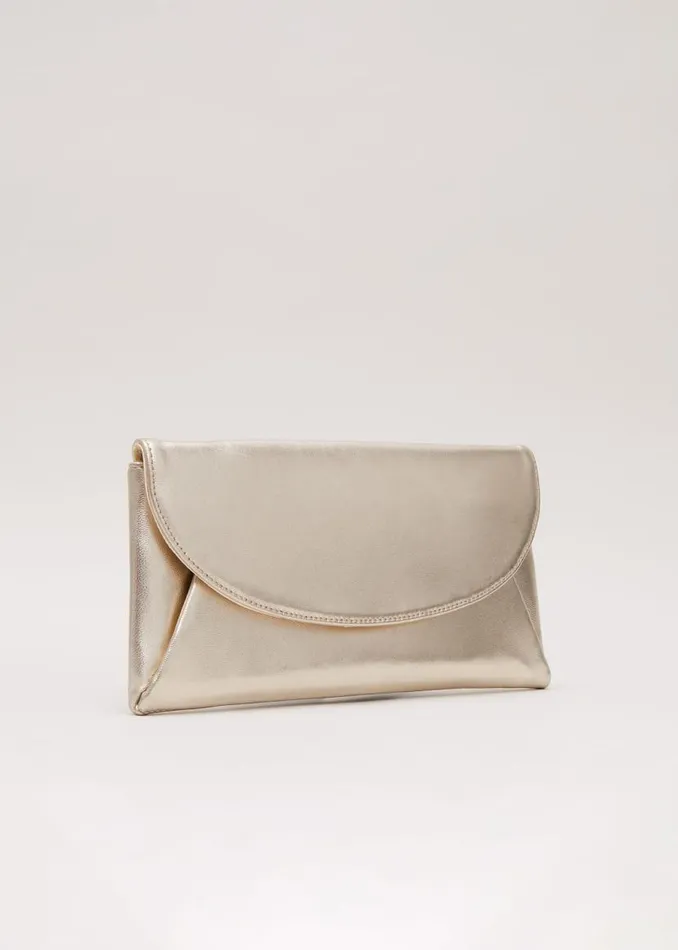 Phase Eight Bags and Clutches Leather Clutch Bag Gold 8211 Women