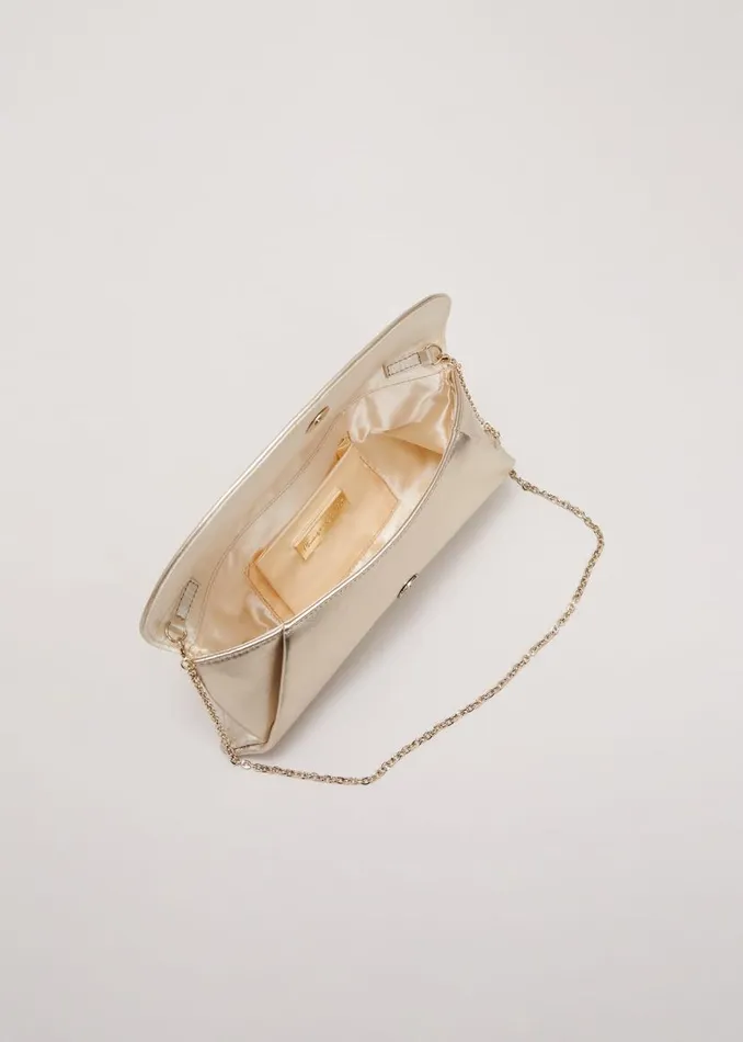 Phase Eight Bags and Clutches Leather Clutch Bag Gold 8211 Women
