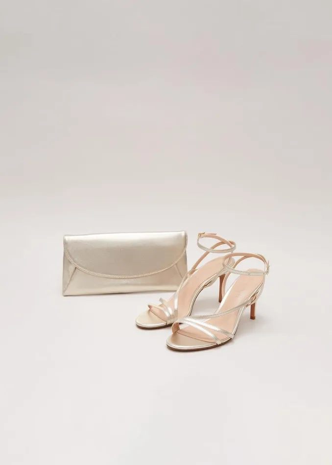 Phase Eight Bags and Clutches Leather Clutch Bag Gold 8211 Women