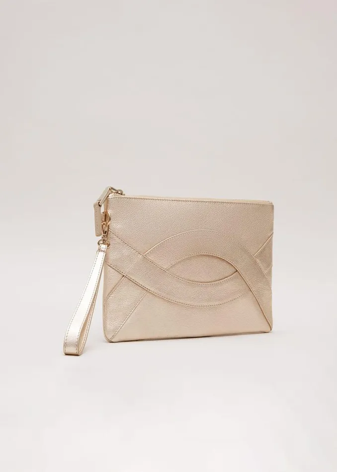 Phase Eight Bags and Clutches Leather Crossover Detail Clutch Bag Gold 8211 Women Phase Eight Bags and Clutches Leather Crossover Detail Clutch Bag Gold 8211 Women
