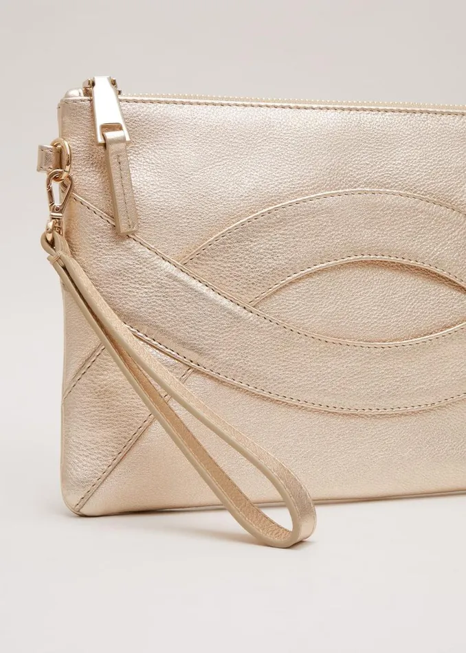 Phase Eight Bags and Clutches Leather Crossover Detail Clutch Bag Gold 8211 Women Phase Eight Bags and Clutches Leather Crossover Detail Clutch Bag Gold 8211 Women