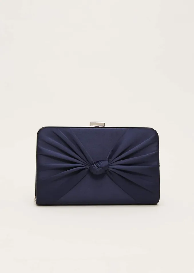 Phase Eight Bags and Clutches Navy Satin Clutch Box Navy 8211 Women