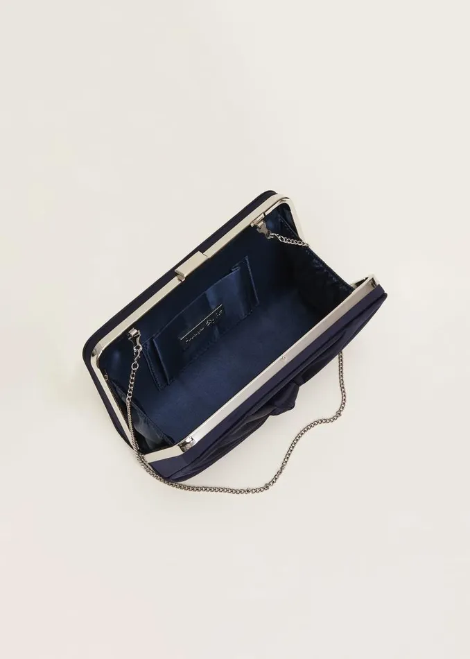 Phase Eight Bags and Clutches Navy Satin Clutch Box Navy 8211 Women