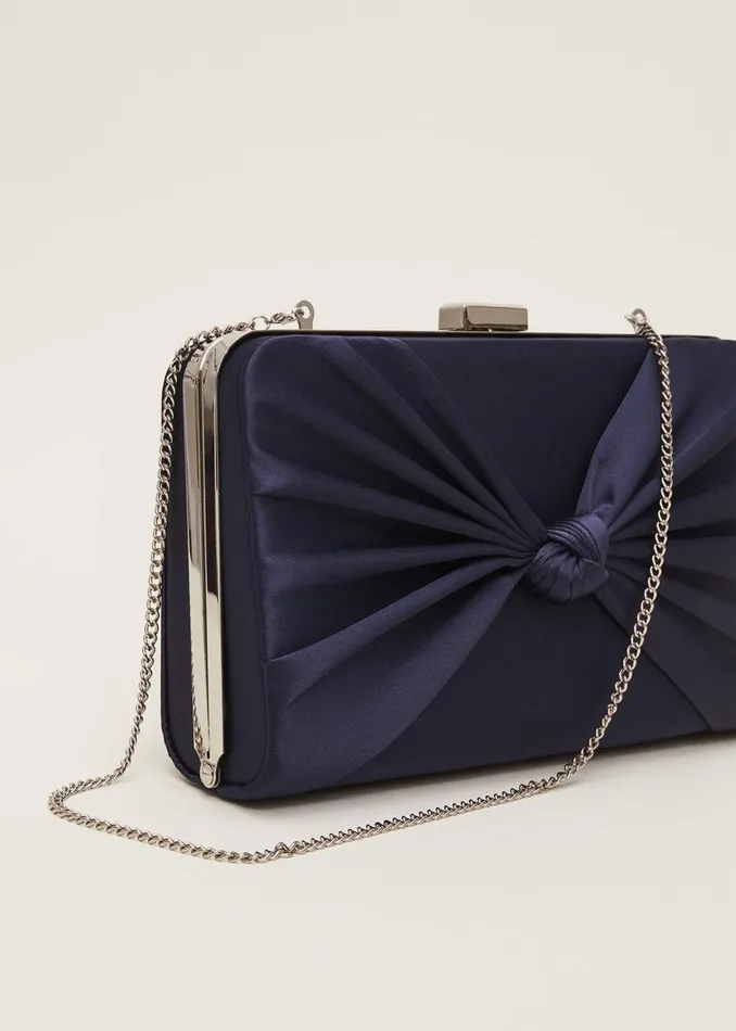 Phase Eight Bags and Clutches Navy Satin Clutch Box Navy 8211 Women