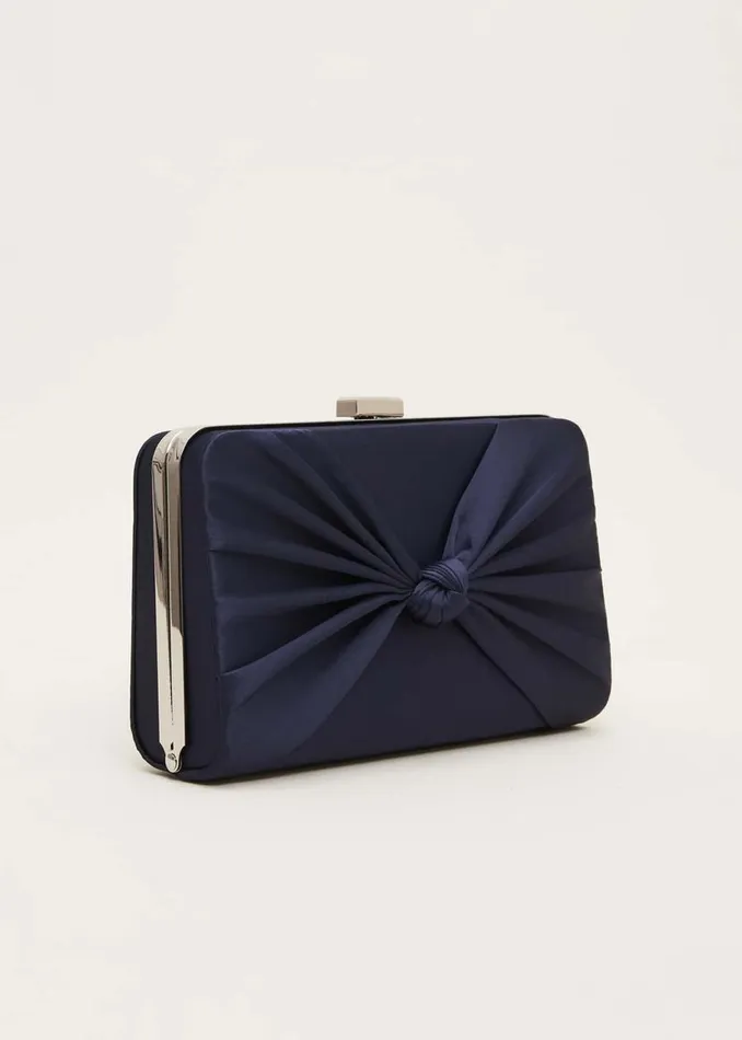 Phase Eight Bags and Clutches Navy Satin Clutch Box Navy 8211 Women