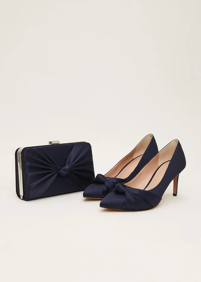Phase Eight Bags and Clutches Navy Satin Clutch Box Navy 8211 Women