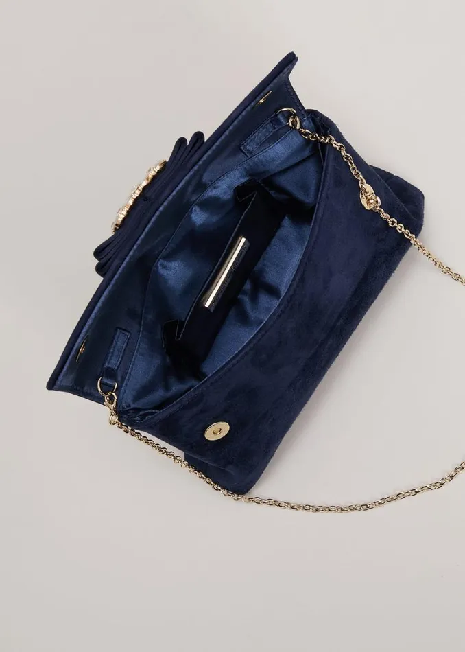 Phase Eight Bags and Clutches Suede Embellished Trim Clutch Bag Navy 8211 Women Phase Eight Bags and Clutches Suede Embellished Trim Clutch Bag Navy 8211 Women