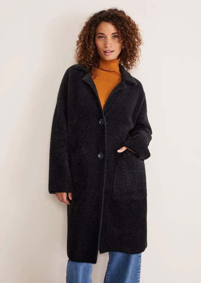 Phase Eight Coats Floressa Fluffy Chevron Coat Charcoalblack 8211 Women