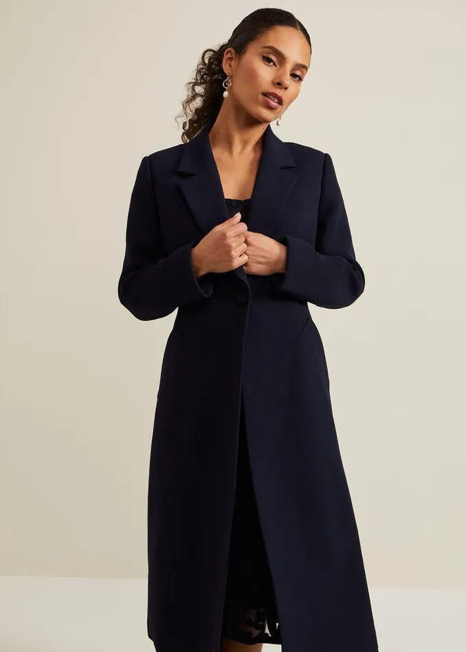 Phase Eight Coats Petite Juliette Crepe Coat Navy 8211 Women