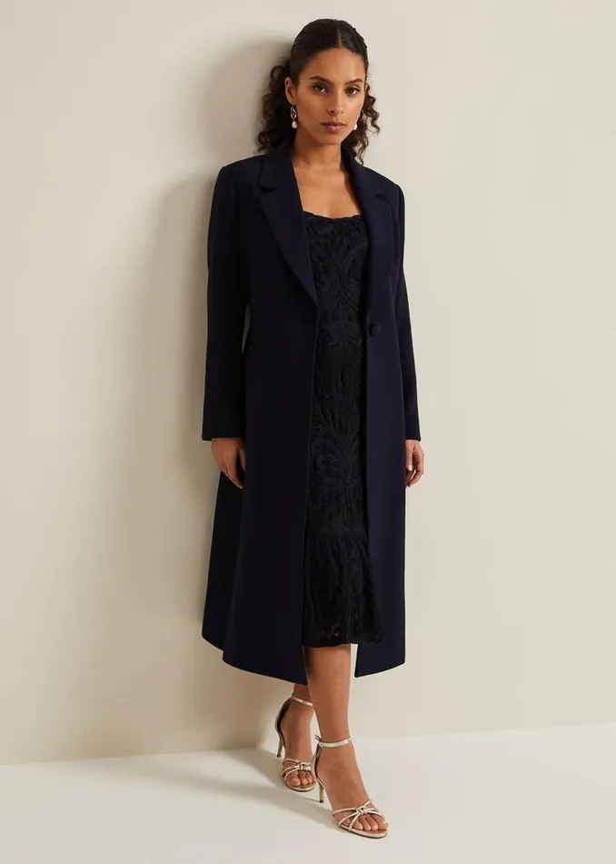Phase Eight Coats Petite Juliette Crepe Coat Navy 8211 Women