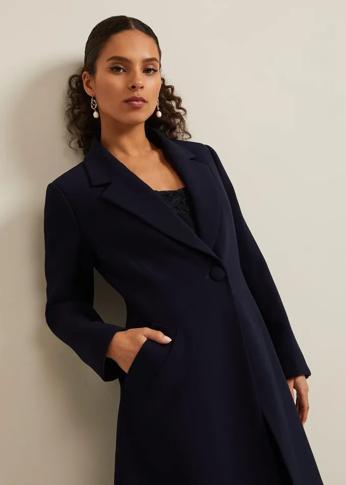 Phase Eight Coats Petite Juliette Crepe Coat Navy 8211 Women
