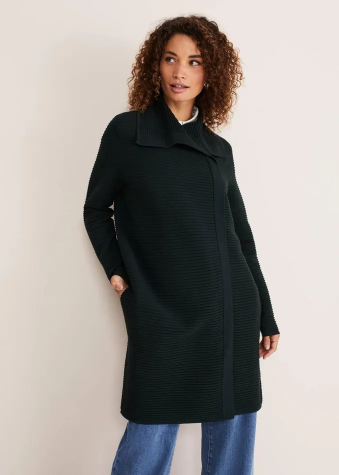 Phase Eight Coats Sophia Ribbed Longline Coat Forest Green 8211 Women