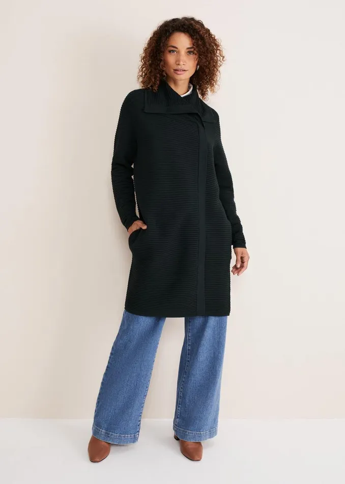 Phase Eight Coats Sophia Ribbed Longline Coat Forest Green 8211 Women