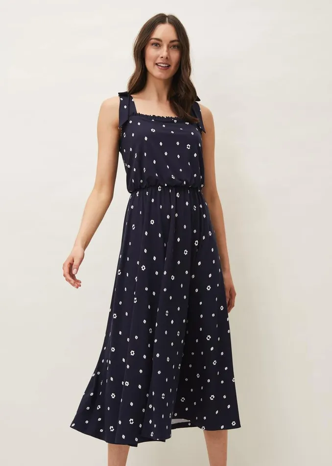 Phase Eight Dresses Allanna Floral Midi Dress Navy 8211 Women