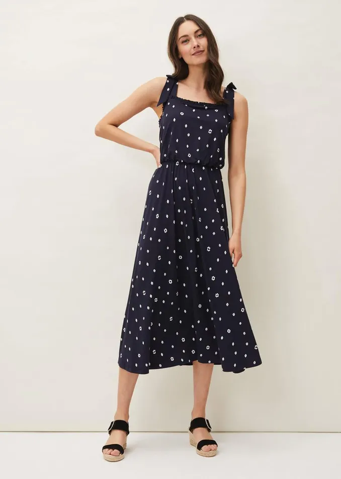 Phase Eight Dresses Allanna Floral Midi Dress Navy 8211 Women