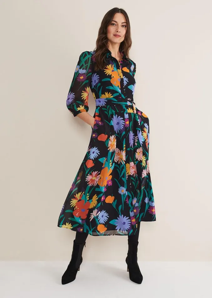 Phase Eight Dresses Alta Floral Midaxi Dress Blackmulti 8211 Women