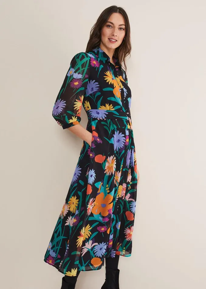 Phase Eight Dresses Alta Floral Midaxi Dress Blackmulti 8211 Women