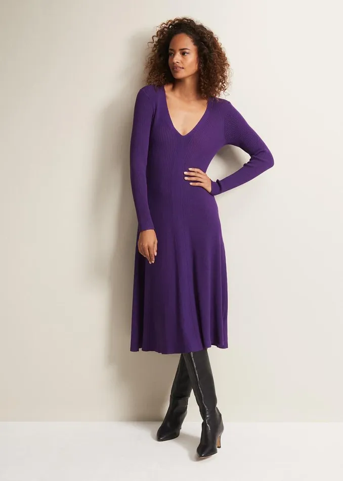 Phase Eight Dresses Amberlyn Purple Fit And Flare Midi Dress Purple 8211 Women