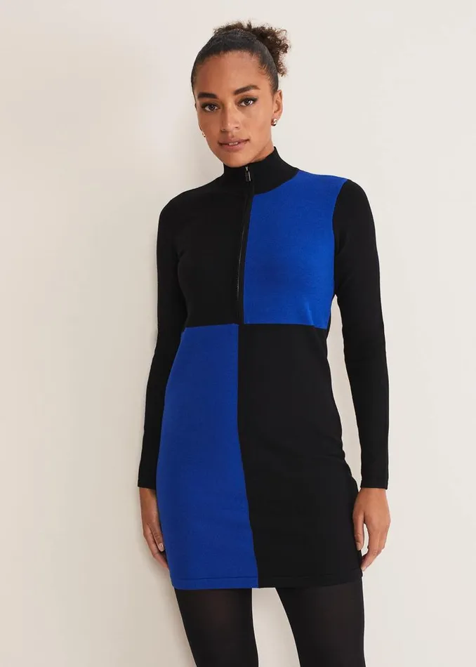 Phase Eight Dresses Arden Zip Detail Colour Block Knit Dress Cobaltblack 8211 Women Phase Eight Dresses Arden Zip Detail Colour Block Knit Dress Cobaltblack 8211 Women