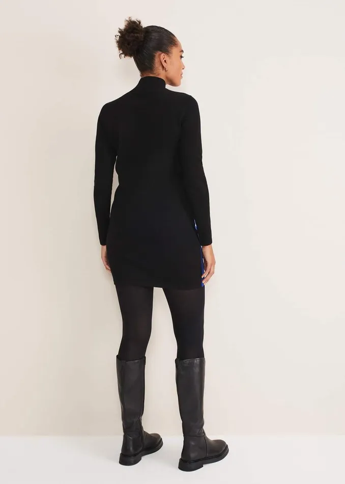 Phase Eight Dresses Arden Zip Detail Colour Block Knit Dress Cobaltblack 8211 Women