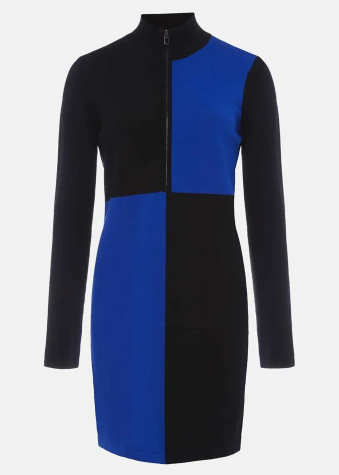 Phase Eight Dresses Arden Zip Detail Colour Block Knit Dress Cobaltblack 8211 Women