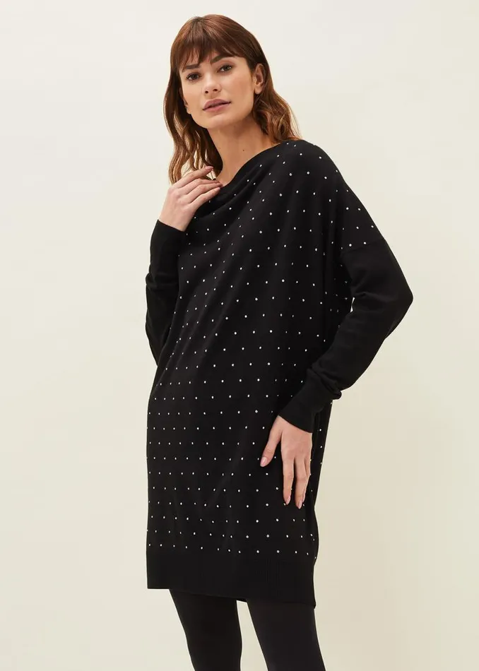 Phase Eight Dresses Bailie Studded Knit Dress Black 8211 Women