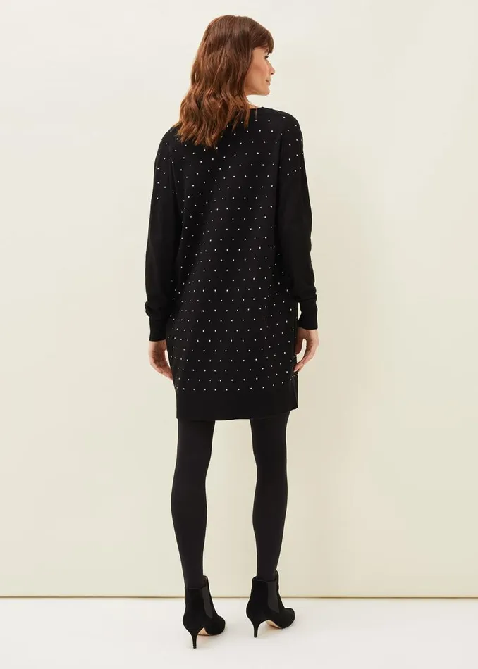Phase Eight Dresses Bailie Studded Knit Dress Black 8211 Women