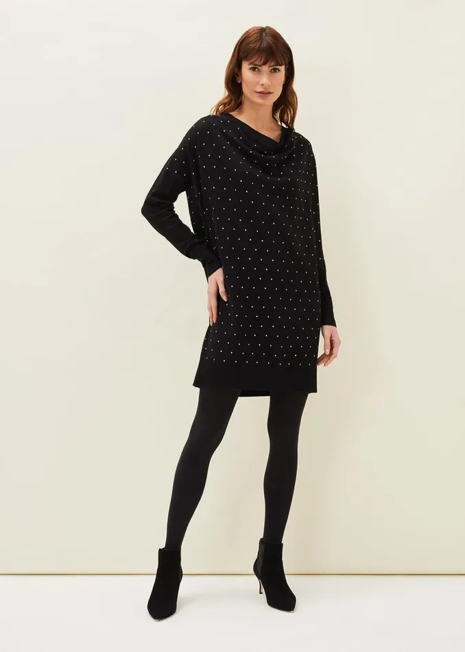 Phase Eight Dresses Bailie Studded Knit Dress Black 8211 Women