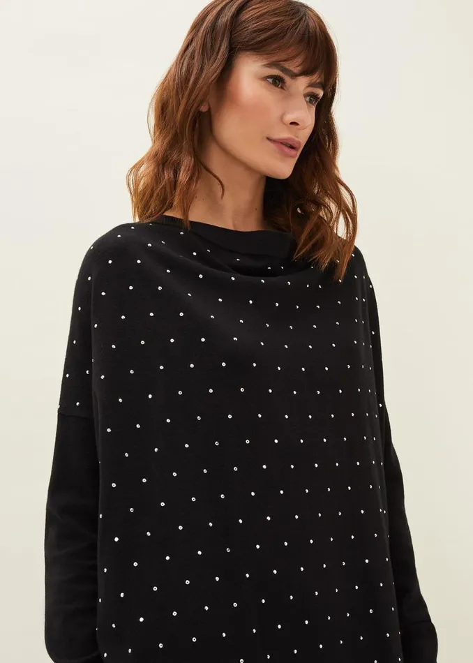 Phase Eight Dresses Bailie Studded Knit Dress Black 8211 Women
