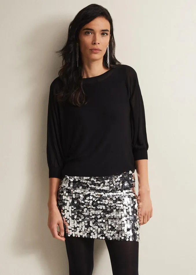 Phase Eight Dresses Becca Silver Sequin Batwing Mini Dress Blackmulti 8211 Women Phase Eight Dresses Becca Silver Sequin Batwing Mini Dress Blackmulti 8211 Women