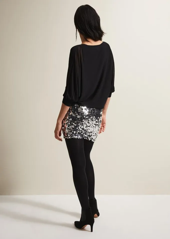 Phase Eight Dresses Becca Silver Sequin Batwing Mini Dress Blackmulti 8211 Women Phase Eight Dresses Becca Silver Sequin Batwing Mini Dress Blackmulti 8211 Women