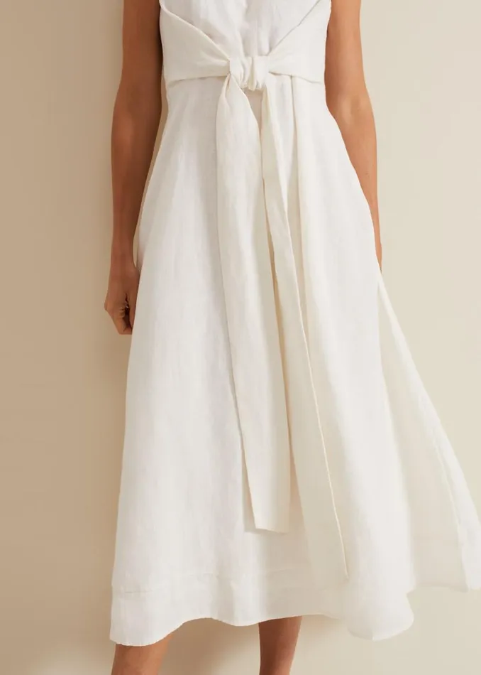 Phase Eight Dresses Becky Tie Front Midi Dress White 8211 Women
